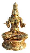 Brass Maa Annapurna Devi Statue Hindu Goddess Idol Religious Sculpture 10.5 Inch picture