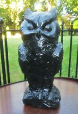 VTG Large Black Owl Anthracite Coal Resin Statue Signed JS 1974 Sculpture 17
