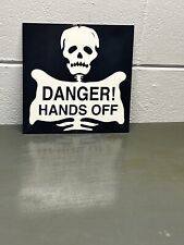 DANGER HANDS OFF Thick Metal Sign Skull Bones Sales Service Gas Oil Warning picture