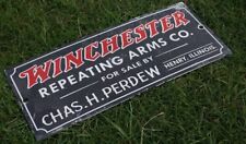 VINTAGE WINCHESTER REPEATING RIFLES SOLD REPAIR DEALER PORCELAIN METAL SIGN RARE picture