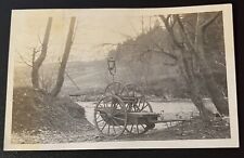 ATQ c.1910s Photo Horse Drawn Cart Farm Equipment Lantern Wooded Landscape picture