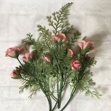 Vintage Plastic Floral Picks Pink Roses Greenery Leaves 10 inch Lot picture