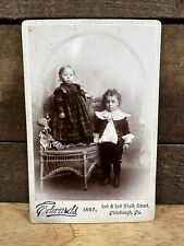 Antique Edwards 1897 Cabinet Card “Two Children”  Pittsburgh picture