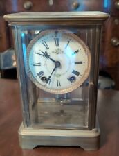 Ansonia Crystal Regulator Clock Antique American Brass & Glass Enamel Dial picture