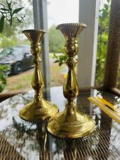 Vintage BOMBAY Co 9” Brass Tapered Candlestick Holders picture