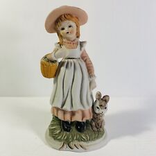 Vintage Little Girl with Basket and Bunny Rabbit Porcelain Figurine UCGC Taiwan picture