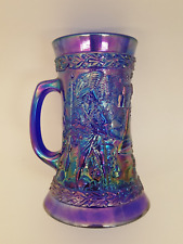 Fenton Bicentennial blue mug stein iridescent glass vintage picture