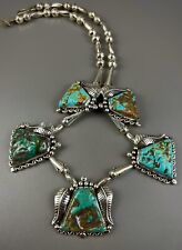 Navajo Sterling Silver Royston Turquoise Squash Blossom Necklace LOVELY & UNIQUE picture