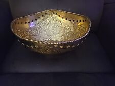 Vintage Beautiful Golden Brass Serving Bowl , Made In India picture