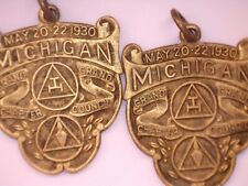 Masonic Fob Michigan Grand Chapter Grand Council May 20-22 1930 | 2 FOBS picture