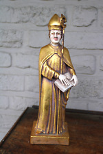 Antique ceramic chalk bishop saint statue religious picture