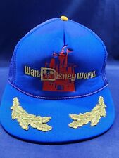 Vintage Walt Disney World Hat Blue Micky Mouse Castle Snapback  Trucker Cap NEW picture