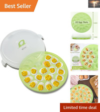 Elegant round Deviled Egg Platter and Carrier with Lid for Kitchen and Parties picture