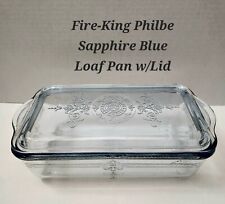 Vintage Fire King Philbe Sapphire Blue Loaf Pan & Lid 9