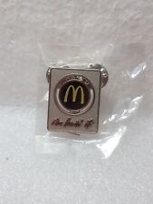 McDonalds I'm Lovin it Lapel Pin Silver Toned 2010 Moving Dual Clutch Back NIP picture