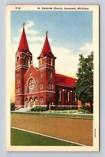Ironwood MI-Michigan, St Ambrose Church, Antique Vintage Souvenir Postcard picture