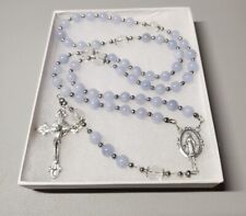 Large One Of A Kind Hand Crafted Rosary Made With Natural Aquamarine And Quartz picture