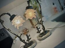 Tow Piece Vintage Whimsical/Faircore Marble/Bronze Fairy Cherub On Swing picture