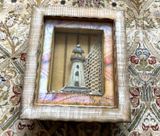 VINTAGE HANGING LIGHTHOUSE PICTURE w/ MAP FRAME ANTIQUE PERFECT FOR BEACH HOUSE picture
