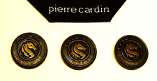 PIERRE CARDIN Replacement Buttons 3 Dark Bronze Tone Metal  20mm GOOD USED COND picture