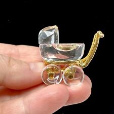 Vintage Crystal Miniture Baby Carriage Figurine No Box picture