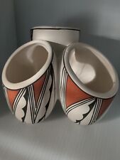 Vintage Tigua Indian Pueblo Irene Native American Pottery Threesome Vessel picture