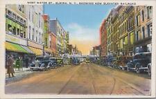 Postcard West Water St Elmira NY Showing New Elevated Railroad  picture