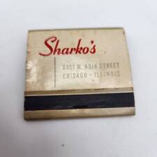 Rare Vintage 1950s Matchbook Sharko's Restaurant 6301 W. 63rd Street Chicago Ill picture