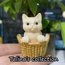 2''Natural Genuine Tagua Nut Hand Carved beautiful cat  Reiki Healing Gift 1pc picture
