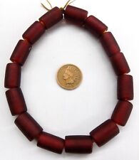 15 Cranberry W/ Yellow Hudson Bay Antique African Trade Bead style TT105N   READ picture