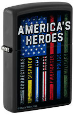 Zippo Buckwear™ America's Heroes Design Black Matte Windproof Lighter, 48634 picture