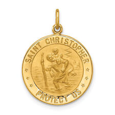 14k Solid Polished/Satin Small Round St. Christopher Medal XR1794 picture