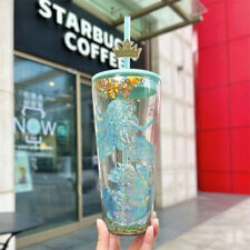 Starbucks China 2022 Anniversary Ocean Siren Mermaid 20oz Glass Cup Tumbler picture