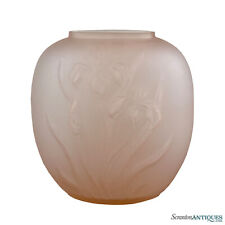 Vintage Art Nouveau Pink Frosted Satin Glass Floral Vase picture