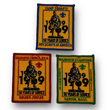 3 BSA Boy Scouts Squanto Camp/Council 1919-1969 50 Years of Service Patches picture