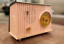 1959 Philco H834 AM Tube Radio Carnation Pink - Black Excellent picture