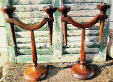 Pair Arts Crafts Mission Style Metal Double Candlesticks Candleholders 14