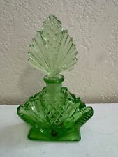 Vintage Likely Czech Glass or Crystal Green Perfume Bottle picture