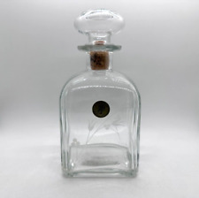Italian Clear Glass Liquor Decanter with Cork and Glass Stopper 8'' Tall picture