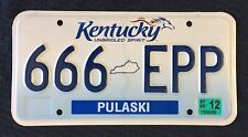 2012 Kentucky License Plate Tag # 666 EPP Pulaski County picture