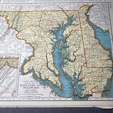 1940's Maryland Delaware atlas Map Vintage before end of WW2 picture