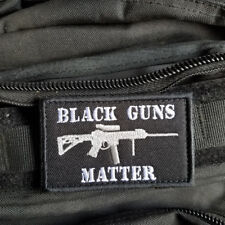 BLACK GUNS MATTER TATICAL HOOK&LOOP PATCH EMBROIDERED DARK OPS WHITE BADGE picture