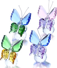 KRISININE Pack 4 Crystal Butterfly Figurines with Ball Base for Home Wedding Dec picture