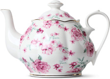 Btat- Floral Tea Pot, Porcelain Teapot, 38 Oz, Floral Teapot, Bone China Teapot  picture