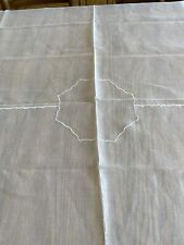 Elegant Vintage Sheer White Organdy Organza Linen Square Tablecloth 64 x 64 picture