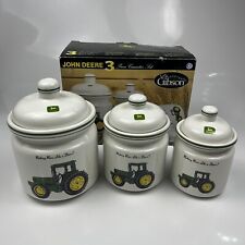 Vintage John Deere 3 Piece Canister Set  Cookie Jar Tractor Gibson Ceramic -READ picture