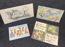 Lot Of 4 1940's Vintage SUNSHINE Christmas Greeting Cards. Very Good Condition picture