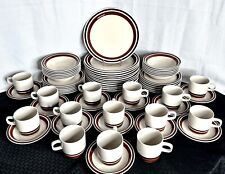 62pc VTG Estate Hearthstone Hand painted Stoneware Japan Brown Stripe picture