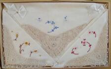Vtg '20s? Boxed Set:3 EMBROIDERED HANDKERCHIEFS+Note~White Cotton w/Lace~#5513 picture