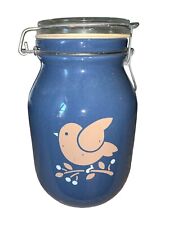 Collectors Vintage VETRI DI FIDENZA CERAMIC Canister Jar ITALY Country Blue Bird picture